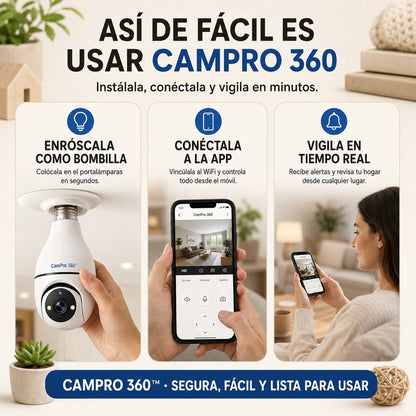 Cámara de Seguridad WiFi Tipo Bombilla